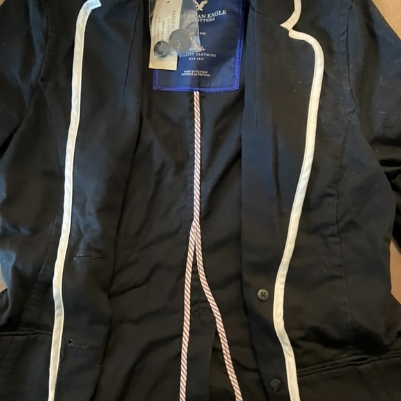 NWT Women’s Size M American Eagle Blazer - Black with White Trim, 100% cotton - Picture 2 of 3